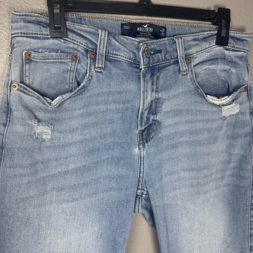 Men's Hollister Jeans Size 31x32 90's Slim Straight Epic Flex Light Wash - Picture 2 of 6